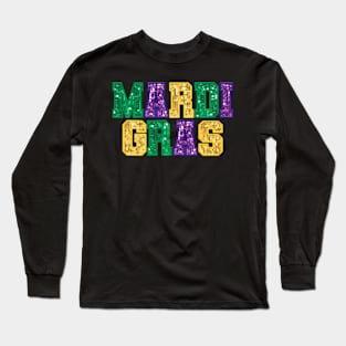 Happy Mardi Gras Carnival Fat Tuesday Fleur De Lis Men Women Long Sleeve T-Shirt